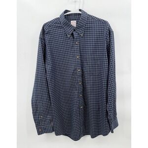 Brooks Brothers Button Up Shirt Mens L Long Sleeve Blue Checkered